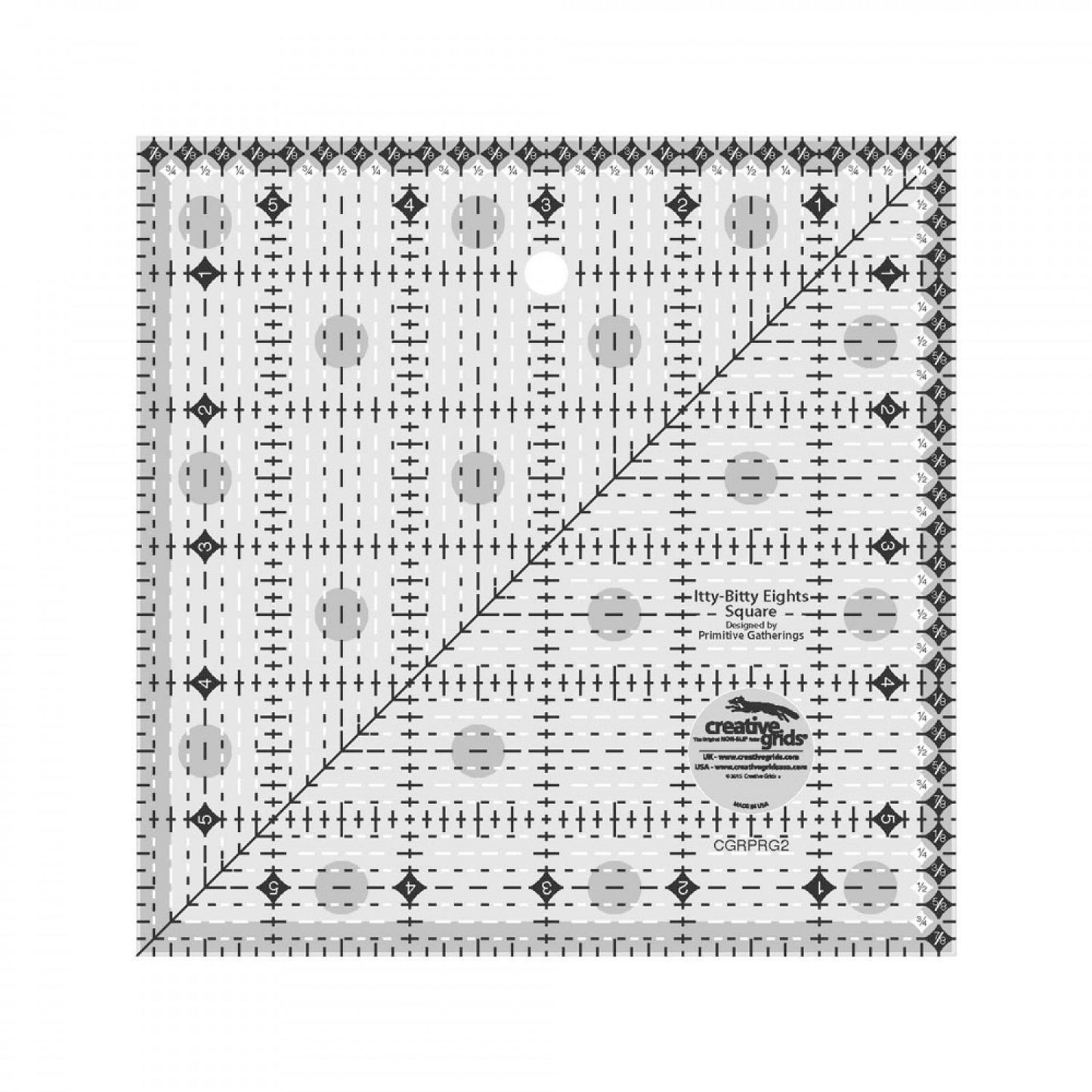 Creative Grids Itty-Bitty Eights Square Quilt Ruler 6in x 6in