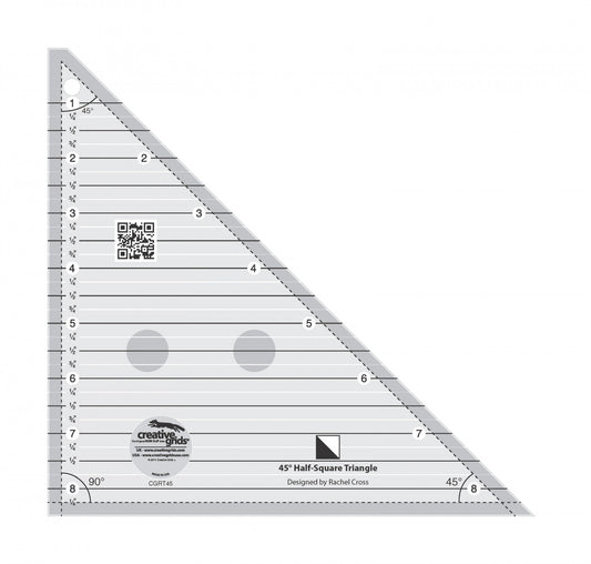 Creative Grids 45 Degree Half-Square Triangle 8-1/2in Quilt Ruler