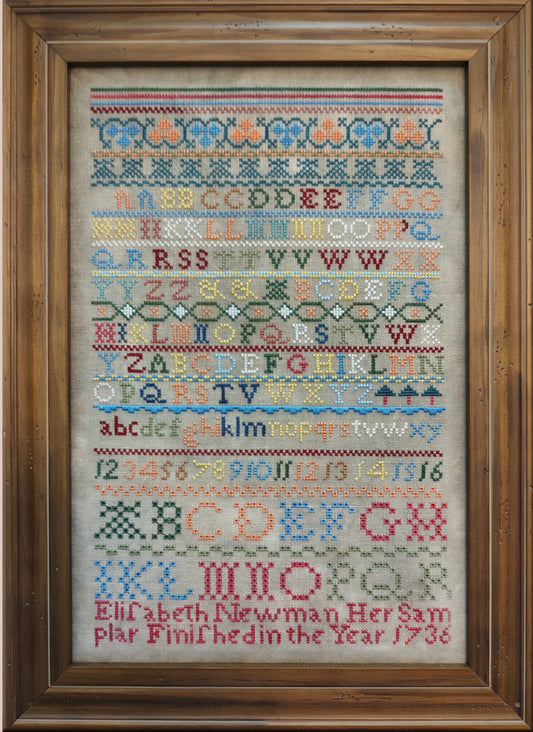 Elizabeth Newman 1736 Band Sampler