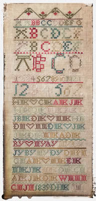 Antique Family Sampler 1839